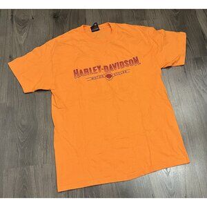 Vintage Harley Davidson T Shirt Large Orange Atlantic City Y2k Motorcycle